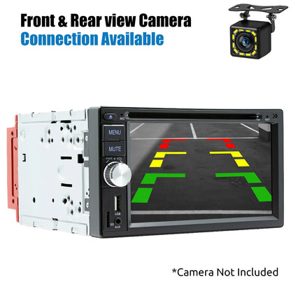 6.2" Double 2 DIN Car Stereo Radio CD DVD Player Apple Carplay & Android Auto FM/RDS HD Touch Screen Bluetooth USB TF+MIC&Camera