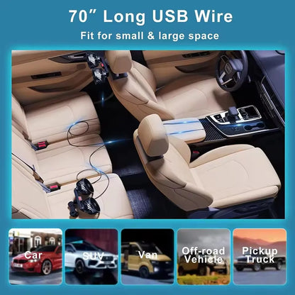 Double-Head Usb Electrical Car Fan Car Supplies360° Rotatable Portable Auto Cooling Fan 2-Speed Strong Wind Dashb