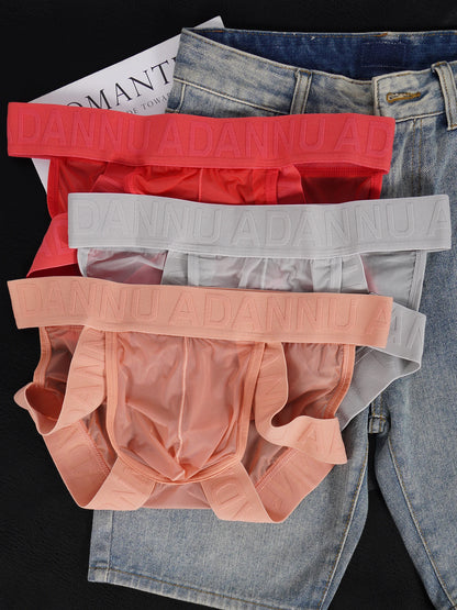 3 PCS Men's Modal Briefs U Convex Pouch Seamless Elastic Waistband Soft Skin-Friendly Breathable Underwear