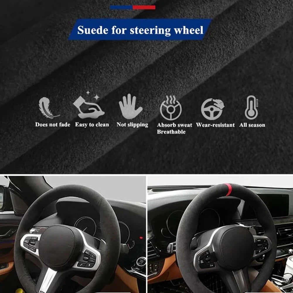 Black Faux Leather Car Steering Wheel Cover for Mitsubishi Lancer Evolution EVO VI 6 V 5 IV 4 1996-2000