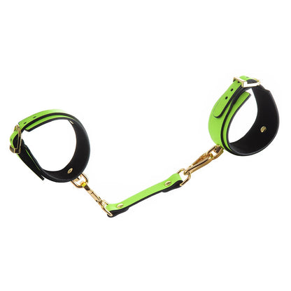 Luminous PU Leather Bdsm Handcuffs Ankle Cuff Hang Buckle Link Bondage Gear Sex Toy for Woman Slave Bdsm Restraints Adult Toys
