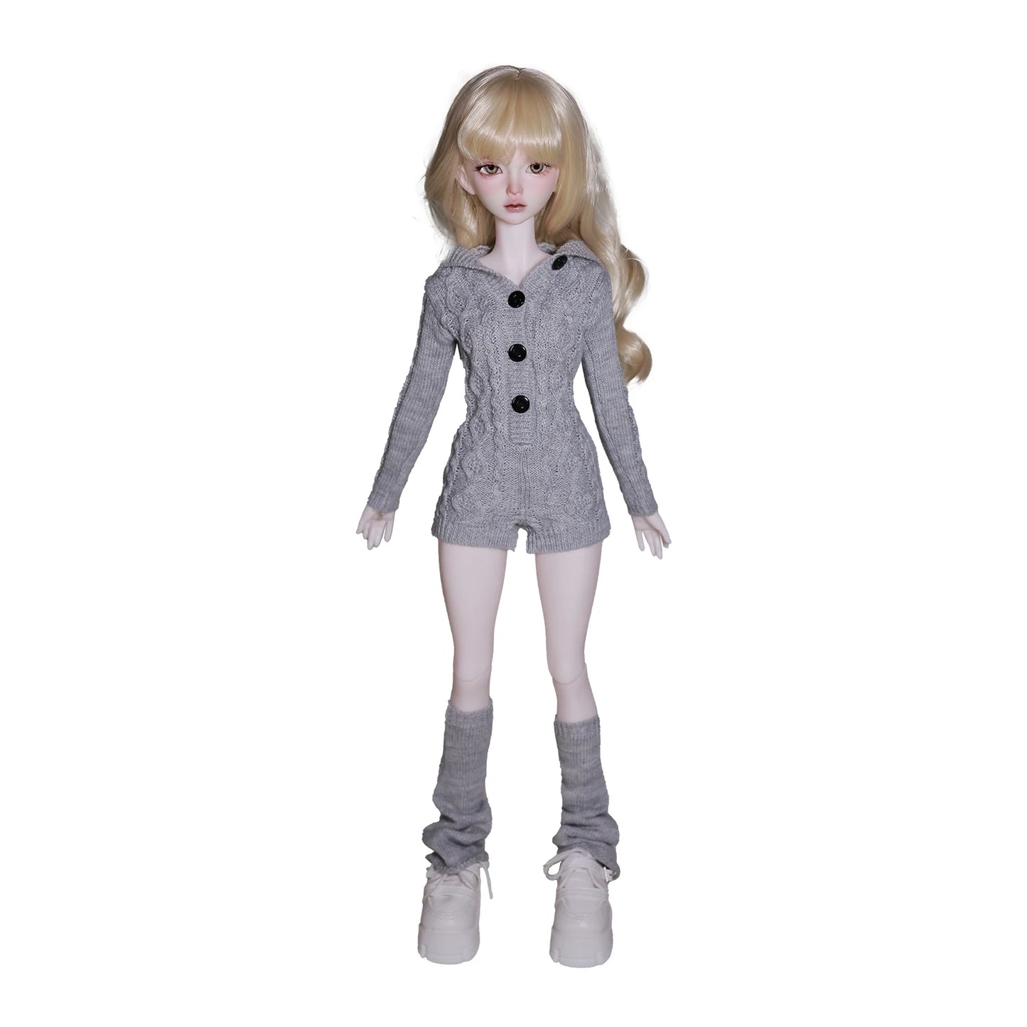 BJD Doll 1/4 Kaka H ShugaFairy MSD FullSet Cool Casual Uninhibited Lady Hooded Cable Knit Sweater Outfit Ball Jointed Doll