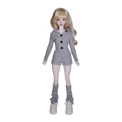 BJD Doll 1/4 Kaka H ShugaFairy MSD FullSet Cool Casual Uninhibited Lady Hooded Cable Knit Sweater Outfit Ball Jointed Doll