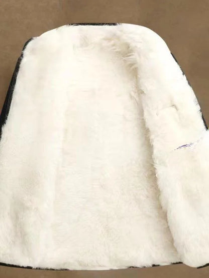 Thickened Sheepskin Leather Fur Integrated Stand Collar Warm Outerwear Coat for Men Mid-Aged And Elderly Autumn Winter Top