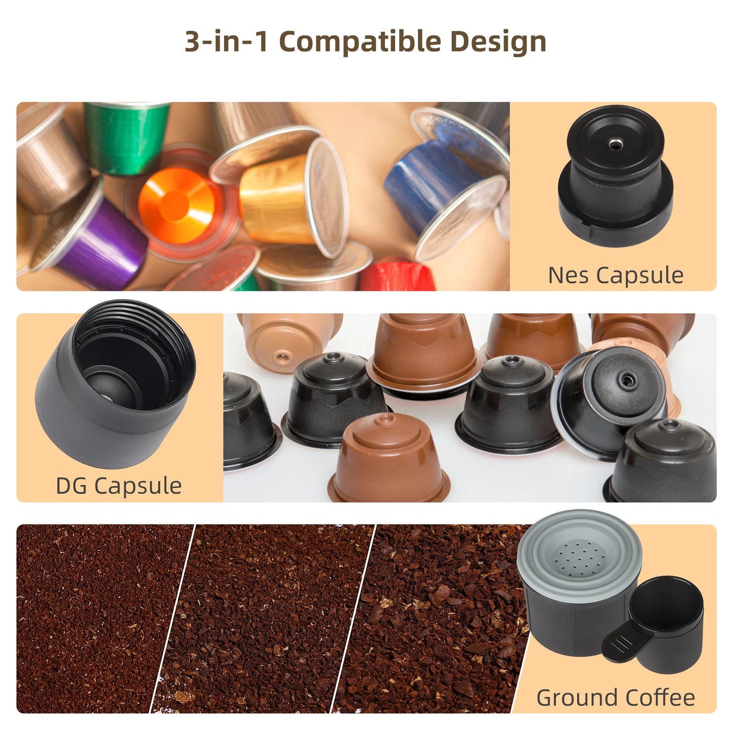 BioloMix Portable Coffee Maker Espresso Machine Hand Press Capsule Ground Coffee Brewer Portable for Travel and Picnic