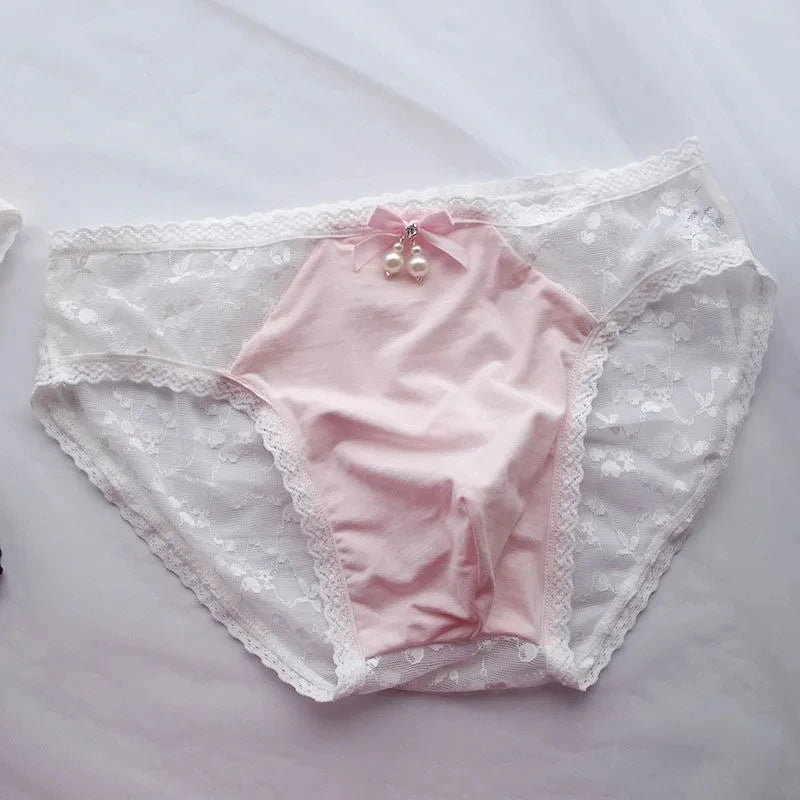 Man's Sexy Lace Briefs Panties Motal Comfort Soft Pink Underwear Role-play Underpants BF Gifts FKK Party Harajuku Panty