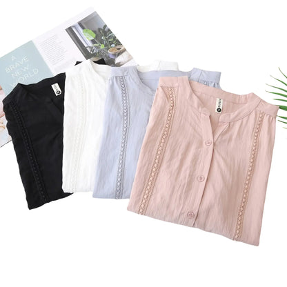 Slimming Short Sleeve Shirt for plus Size Women Stylish French Style Loose Fit Summer Top Single Button Closure Regular Length