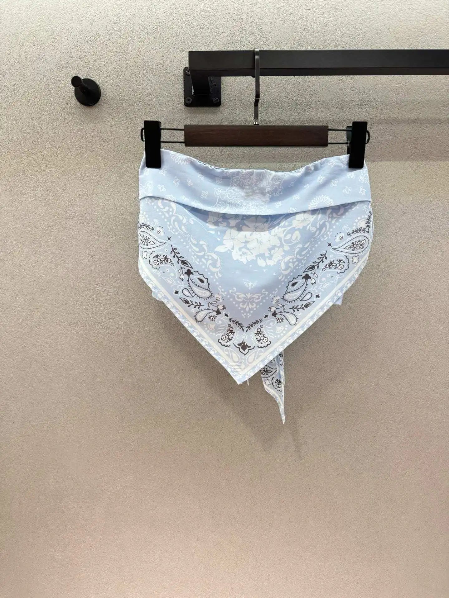 Mediterranean Style Silk Scarf Printed Shirt Loose Top Strapless Short Skirt Set Casual Women's Clothing 26's New