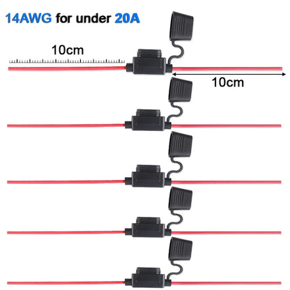 5pcs10A 20A 30A 50A fuse Power Socket Waterproof Mini Small Medium Auto Fuse Holder 16/14/12/10AWG Car Blade Fuse wire cable
