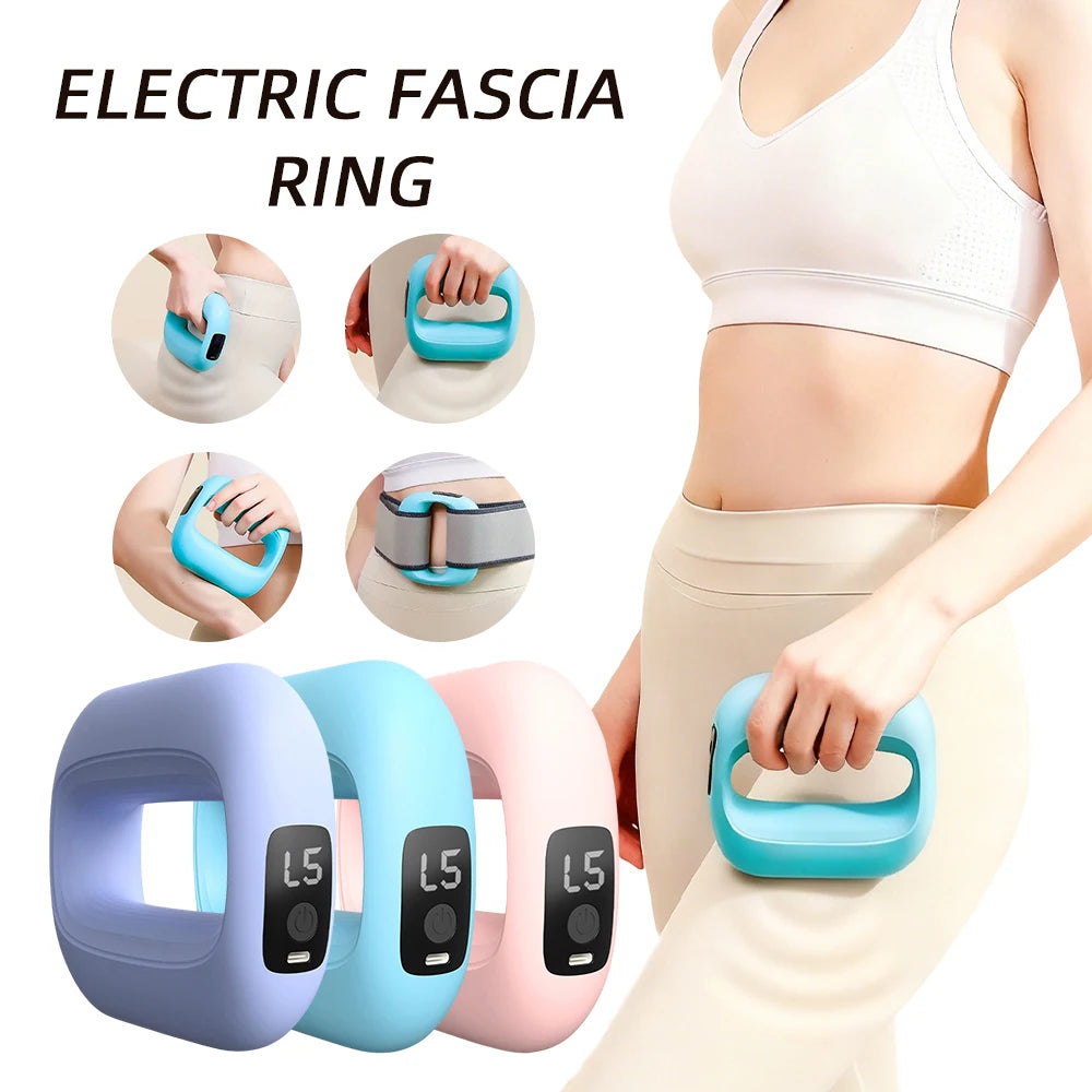 Electric Body Vibration Fascia Ring Fitness Massage Ring Body Shaping Massager Abdomen Belly Waist Deep Tissue Massage Device