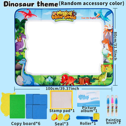 MQUDUO Kids Water Doodle Mat with Magic Pens, Reusable Mess Free Drawing Pad for Alphabet Learning Art Play