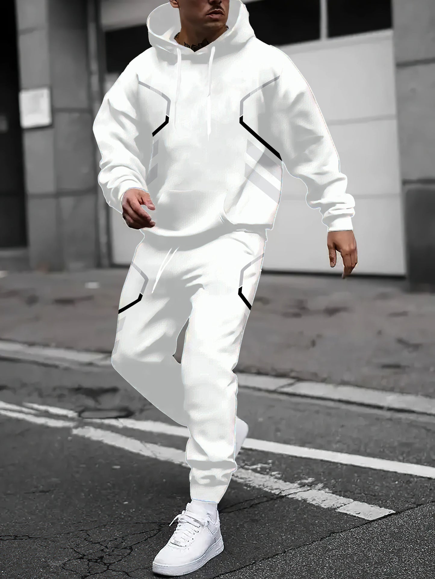 The new men's hoodie set for Spring and Autumn 2025 features a casual fashionable soft and comfortable 3D pattern print