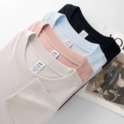Spring Summer Tops T-shirt Women Solid Cotton Long Sleeve Bottoming Shirt Casual Korean Top Tees Harajuku Loose Basic Tshirt