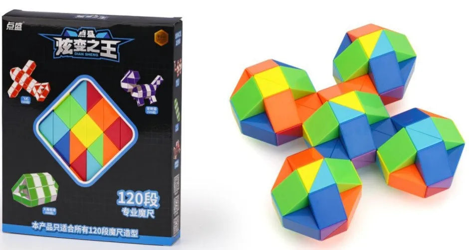 Diansheng Magic Snake Ruler Cube 240 144 120 108 96 Knots Puzzle Speed Antistress Cubes Twist Folding Profissional Toy for Kids