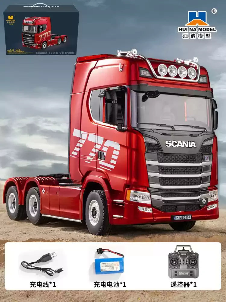 Huina 2026 New Alloy Car 1509 Scania Engineering Truck Model 2.4g Remote Control Toy Simulation Model Remote Control Car Gift