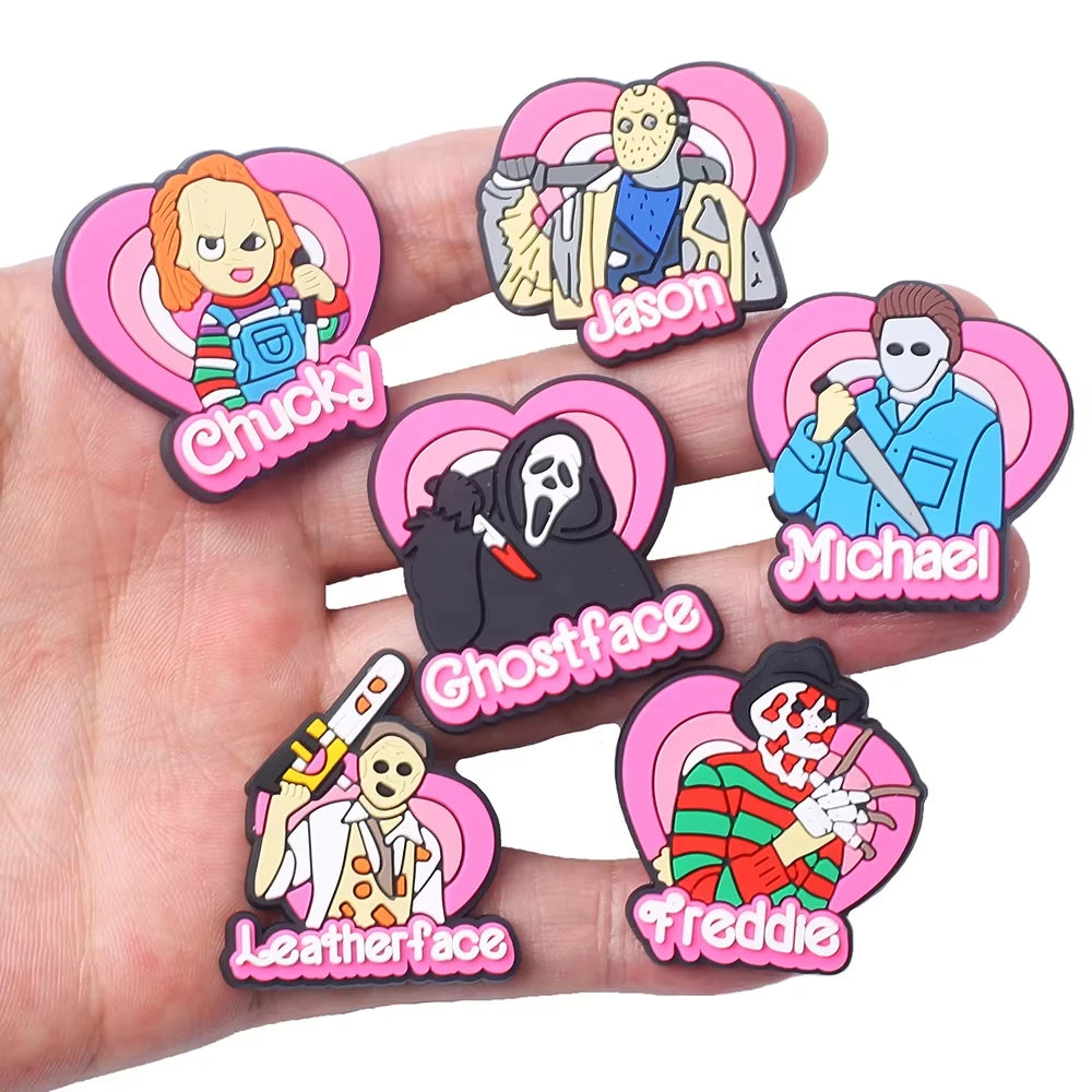 4-100pcs Halloween Pink Ghost Classic PVC Shoes Charm Alligator Charm Accessories Fit Bracelet Boys Girl Xmas party gifts
