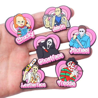 4-100pcs Halloween Pink Ghost Classic PVC Shoes Charm Alligator Charm Accessories Fit Bracelet Boys Girl Xmas party gifts