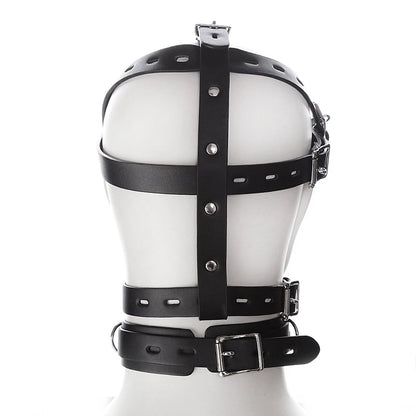 PU Leather Harness Face Mask Cool Black Headgear BDSM Bondage Restraint Muzzles Ball Mouth Gag Sex Toys for Couples Adult Games
