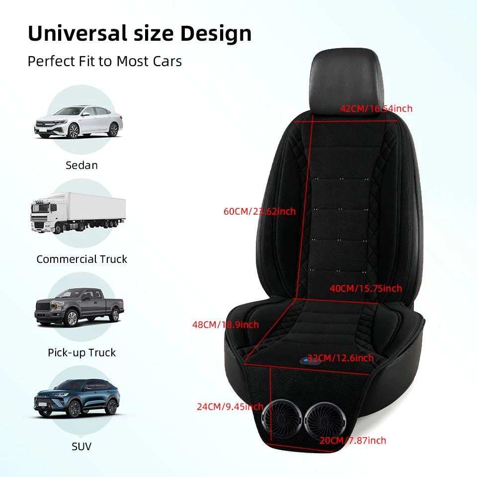Car Summer Cool Air Seat Cushion Optional Heating or Cooling Function With 1Fan or 2Fan Fast Blowing Ventilation Car Seat Cover