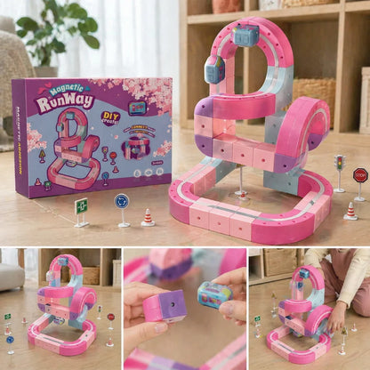 FUNXINEE NEW Technical Magnetic Track Car Electric Train Set Anti Gravity Railcar STEM DIY Building Blocks Vehicle Gift Girls