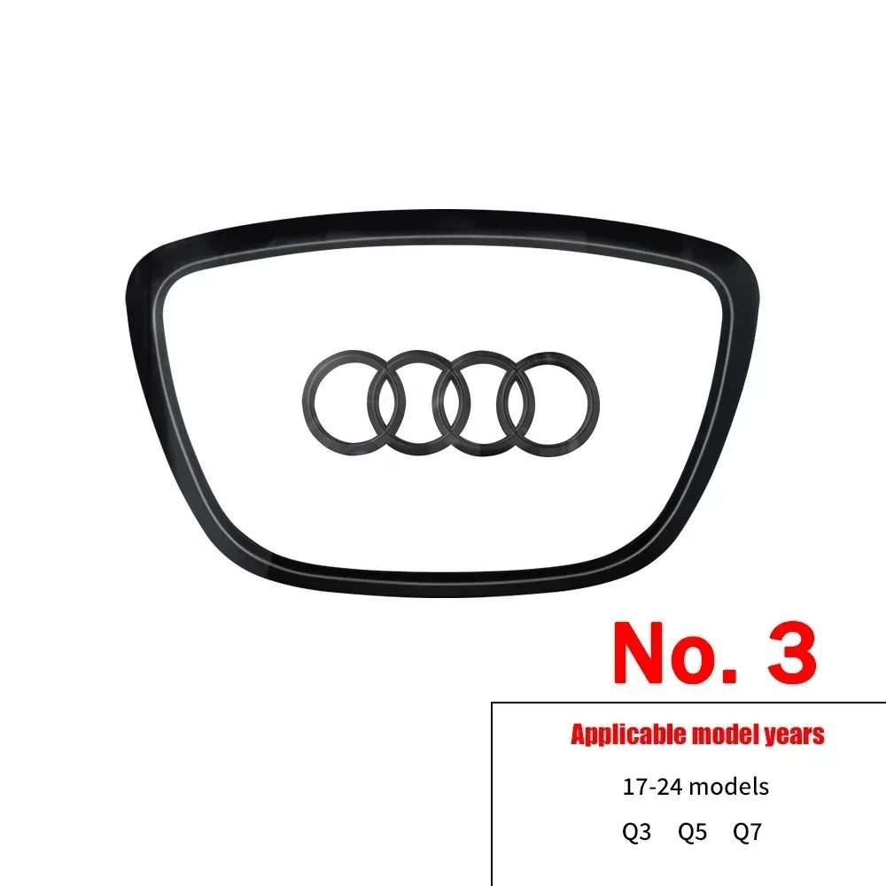 Automobile Steering Wheel Logo Bright Frame Strip Electroplated Car Logo Sticker For Audi A3 A4 B8 8P B9 8V A5 A6 C7 A7 Q3 Q5 Q7