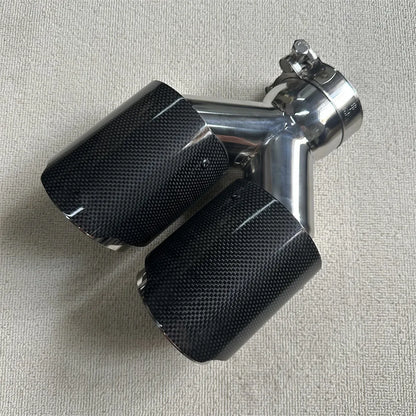 1Pcs High Quality Universal Dual Exhaust Tip Glossy Carbon Fiber Exhaust Pipe Tail Quad Exhaust Muffler Tip With RE