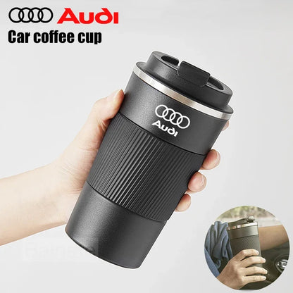 510ML Car Stainless Steel Coffee Mug with Lid Anti-Scald Drinks Cup For Audi A3 A4 B8 8P 8V B6 A5 A6 C7 Q5 B9 B7 C6 Q2 Q7 Q3 A7