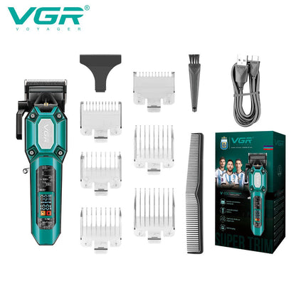 VGR V-600/V-900 Electric Hair Clipper Transparent Body Hair Trimmer LED Intelligent Digital Carving Electric Thruster Care Set
