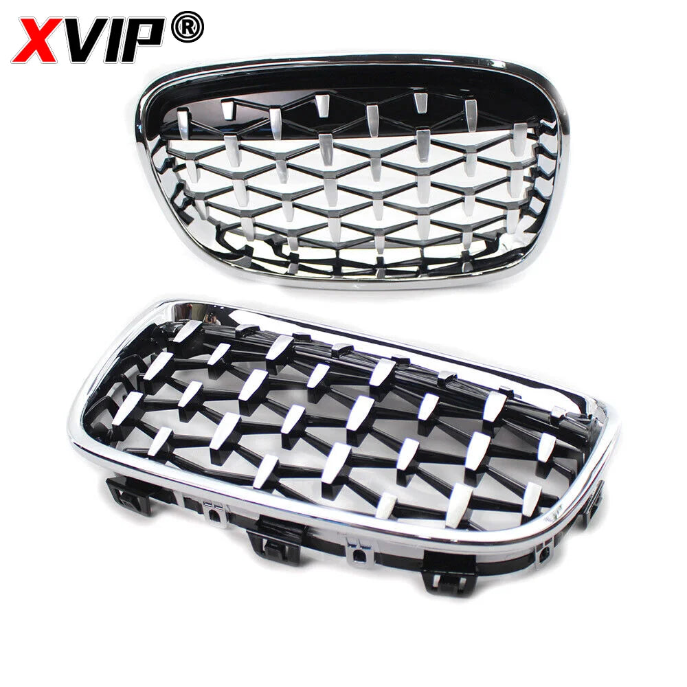 XVIP Car Front Grille Grills Gloss Black for BMW 1 Series F20 m140i 118d F21 2012-2014 Front Diamonds Style Grille Accessories