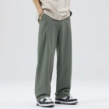 2026 Men's Suit Pants Spring and Summer Loose Wide-Leg Straight-Leg Trendy Trousers