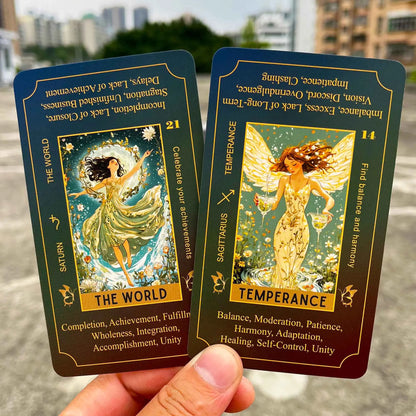 78 Tarot Cards, 13x8 Cm, Ethereal Bloom Tarot Keyword Edition, Connect with Inner Light, Ideal for Beginners, Card Game Set