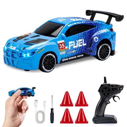 1/64 High Speed Drift RC Car with Light 2.4G 4WD Remote Control Car Mini Racing Model Cars Desktop Full Proportion Cars Gifts