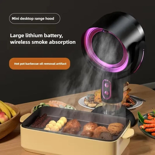 Portable Desktop Range Hood Rechargeable Air Filter Kitchen Exhaust Fan for BBQ Hot Pot Indoor Cooking Tabletop