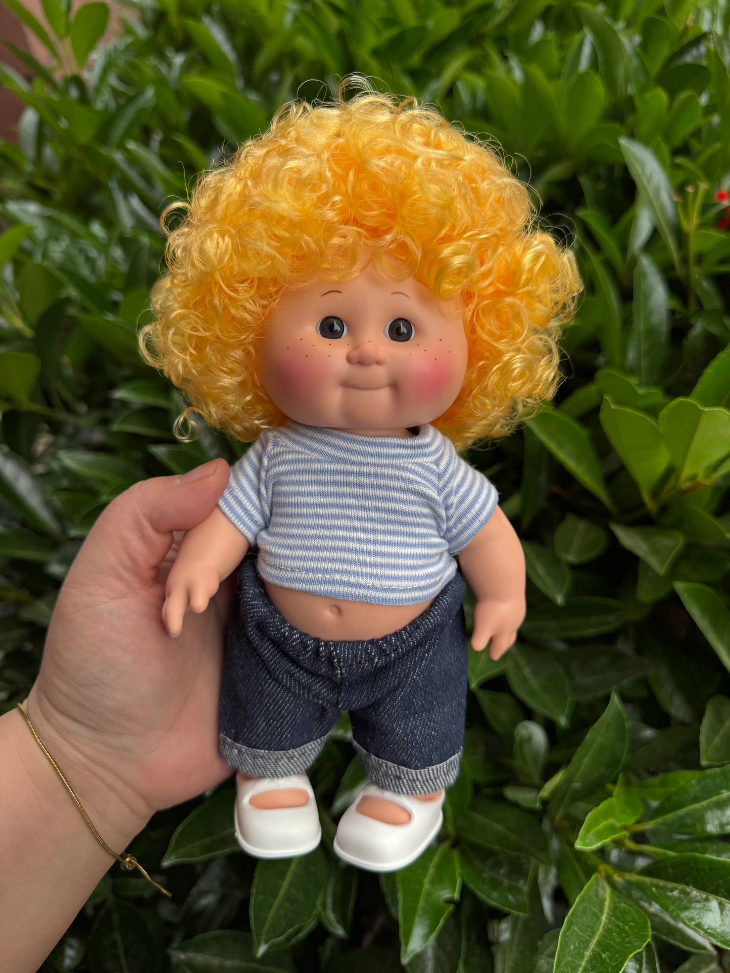 Afu Cute Chubby Face Full Vinyl Cabbage Patch Doll Curly Hair Handmade Collectible Toy For Adult Collection Home Decor