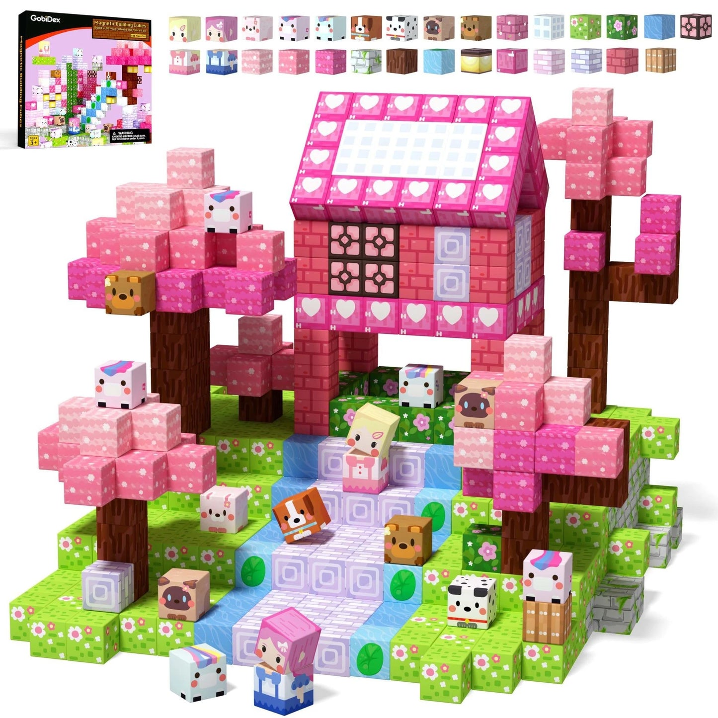 Magnetic Building Blocks Mine World Magnetic Forest House Brick Cube Toys Set STEM Sensory 160PCS Best Gift for 3+ Boy Girl Kid