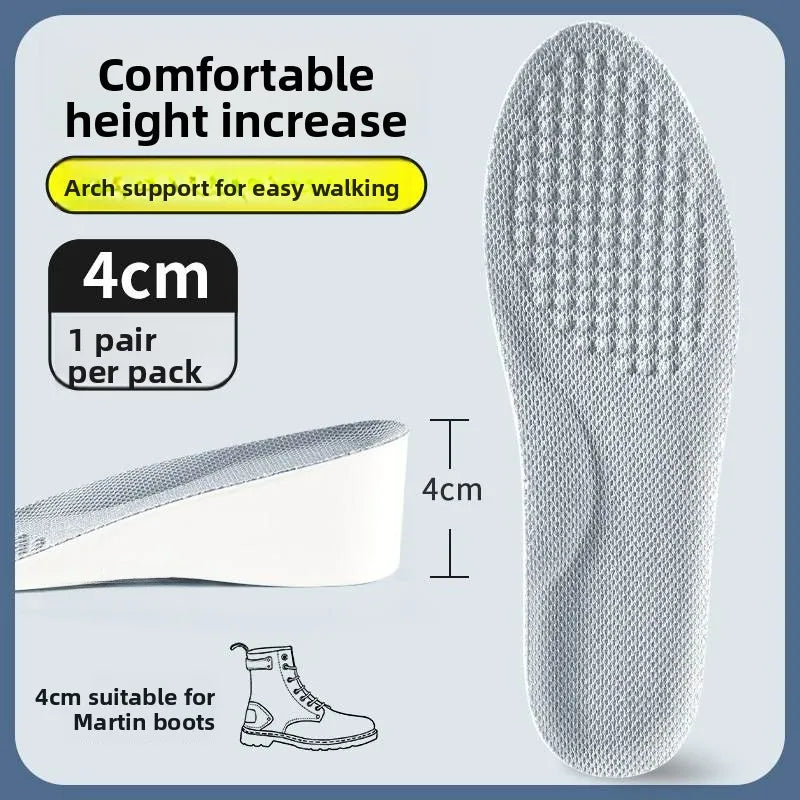 Elevated Insole Shoe Insert Hard Bottom Unisex Invisible 2cm Heightening Pad Comfortable All-Season Footwear Accessory