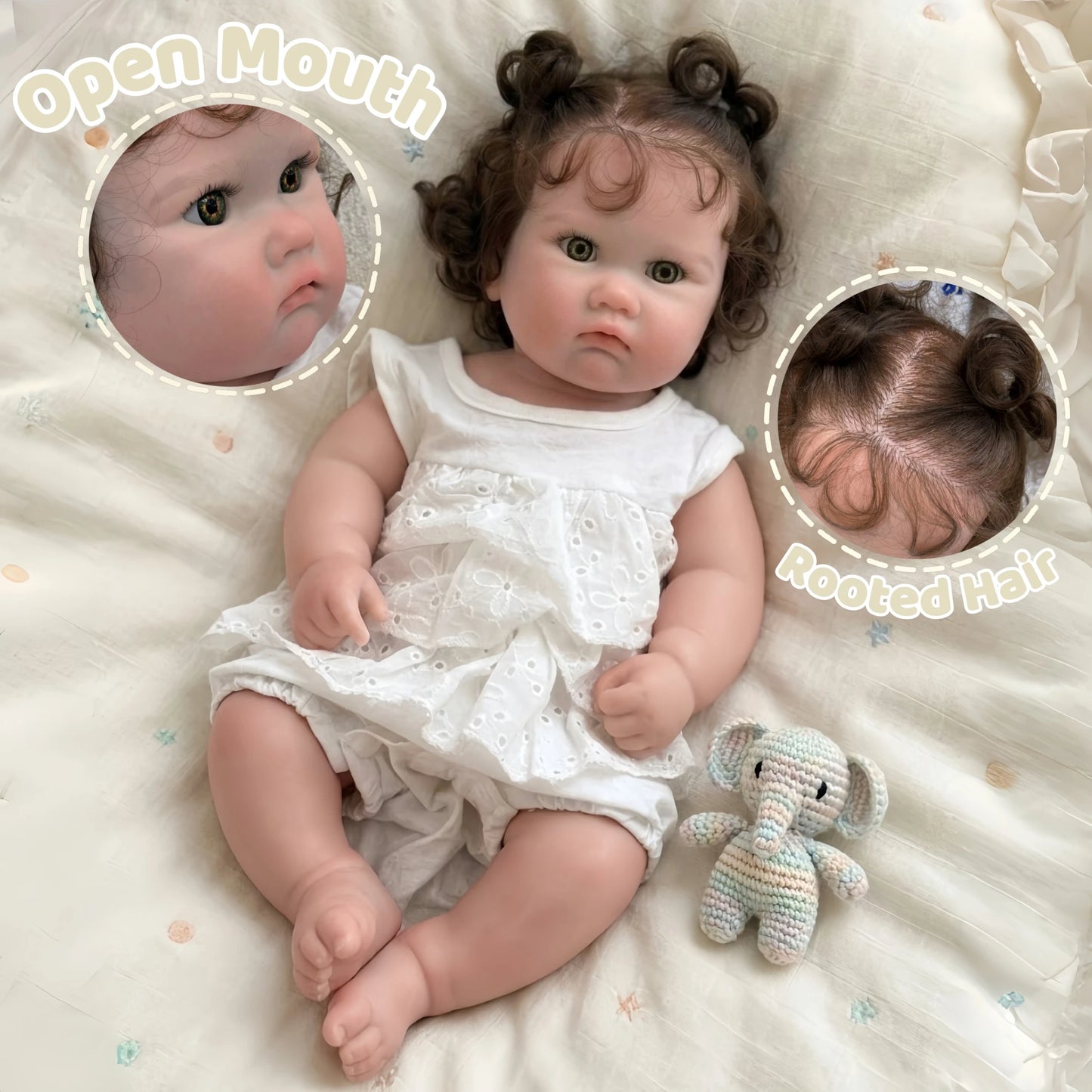 18Inch/45cm Open Mouth Charlotte Painted&Unpainted Soft Silicone Bebe Reborn Girl Doll Lifelike Newborn Girl Doll Perfect Gifts