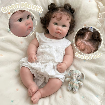 18Inch/45cm Open Mouth Charlotte Painted&Unpainted Soft Silicone Bebe Reborn Girl Doll Lifelike Newborn Girl Doll Perfect Gifts