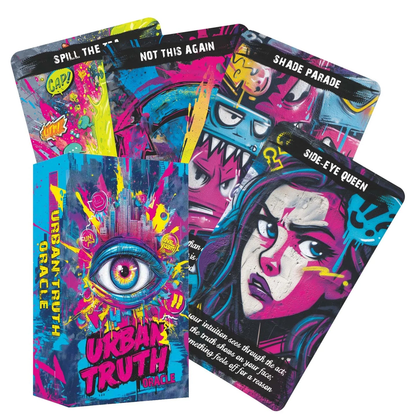 Urban Truth Oracle Cards Game, 80 Cards, Street Graffiti Culture Inspiration, Raw and Sharp Language, 13x8 Cm, Card Deck