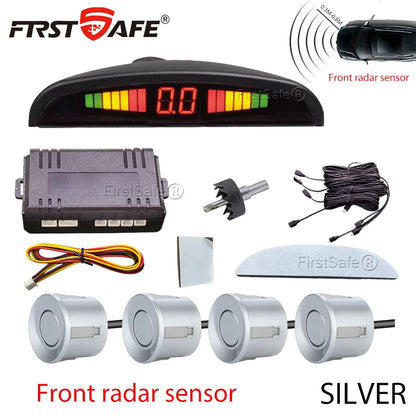 Front Mounted Car Parking Sensor Danger Alarm Kit LED Display 4 Sensors 22mm Backlit Obstacle Radar Monitoring System 12 Colors