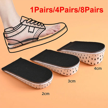 1/4/8Pairs Height Increase Insole Do Not Collapse Half Pad Breathable Memory Foam Heel Lifting Inserts Shoe Lifts Shoe Pads