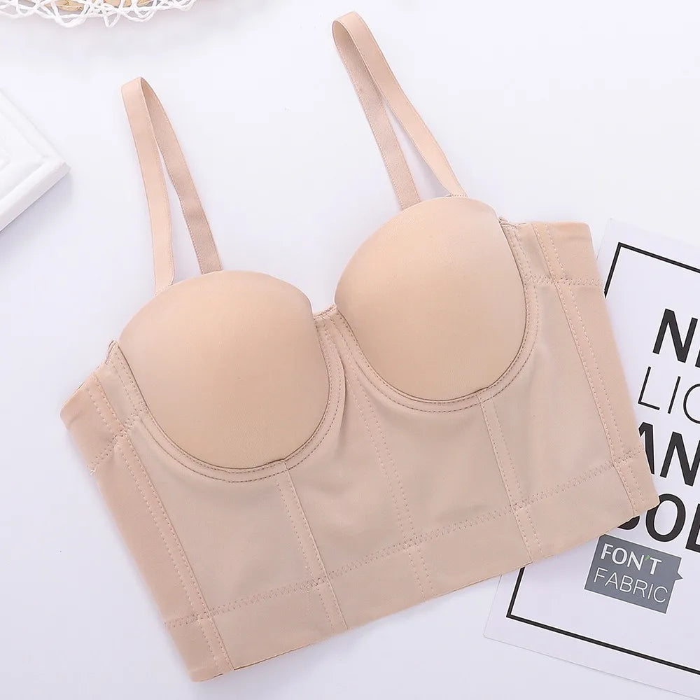 SXTHAENOO Summer 8 colors Fashion Mesh Push Up Bralet Women's Corset Simple Bustier Bra Night Club Party Sexy Cropped Top Vest