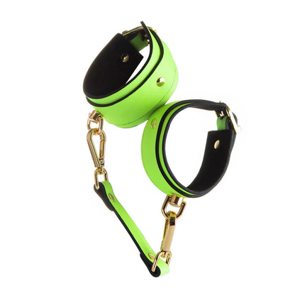 Luminous PU Leather Bdsm Handcuffs Ankle Cuff Hang Buckle Link Bondage Gear Sex Toy for Woman Slave Bdsm Restraints Adult Toys