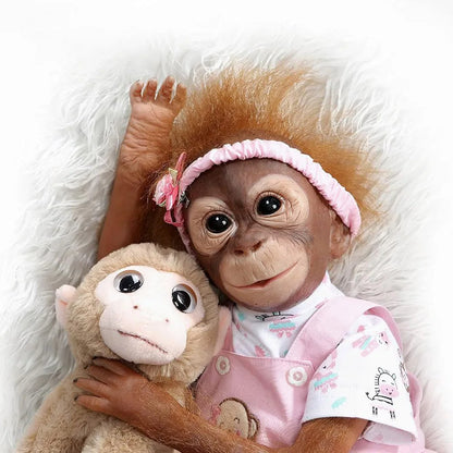 50cm Lifelike Monkey Doll Silicone Vinyl Reborn Baby Ape Newborn Like Real Orangutan Toddler Realistic Babies Dolls Kids Toy