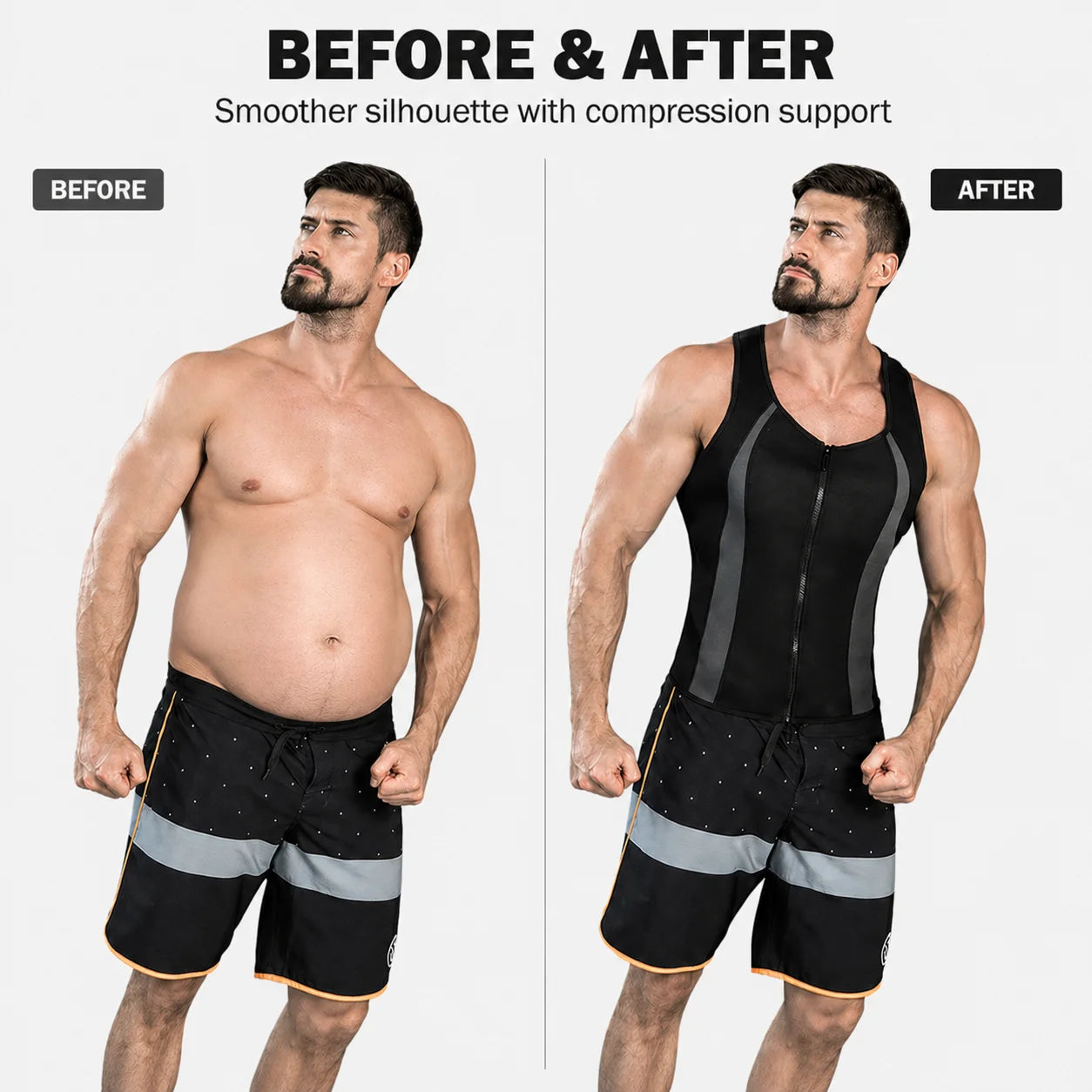 Neoprene Sauna Suit for Men Waist Trainer Body Shaper Sweat Suit for Weight Loss Workout Slimming Vest