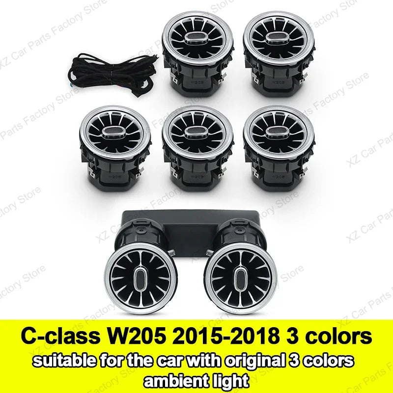 For Mercedes Benz C-class W205 Air Vent 3/64 Color Front and Rear Air Vent Ambient Light Turbine Nozzle Original APP Control