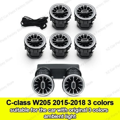For Mercedes Benz C-class W205 Air Vent 3/64 Color Front and Rear Air Vent Ambient Light Turbine Nozzle Original APP Control