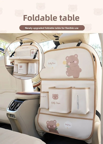 Car Seat Back Organizer - Rear Hanging Storage Bag, Backseat Table Tray, Vehicle Mounted Desk Board