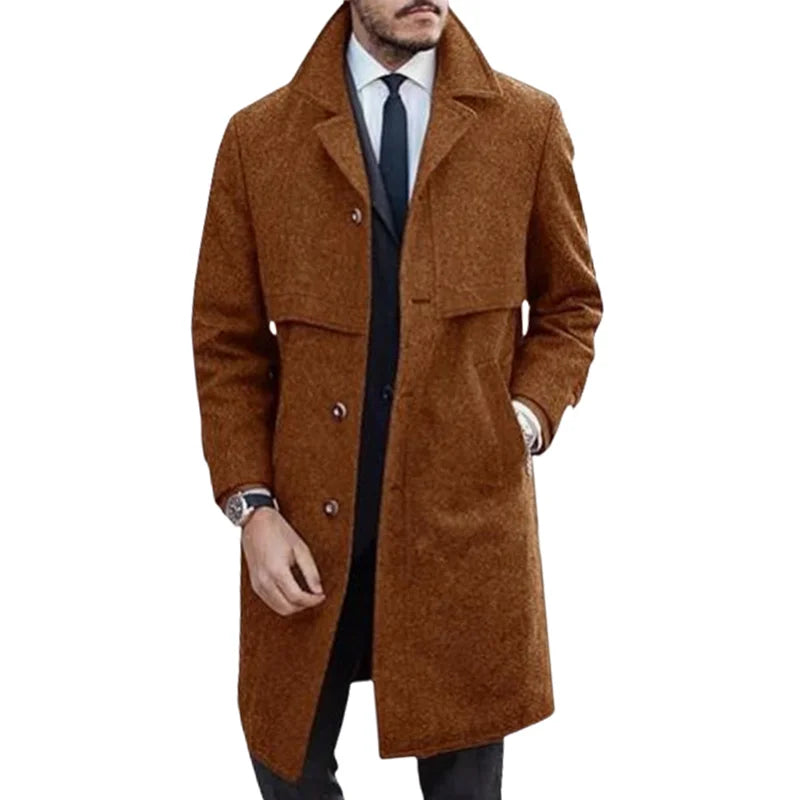 Men's Lapel Coat Office Street Casual Suit Wool Blends Outdoor with Lining Long Jackets Eu US Size Single-breasted Men Clothing