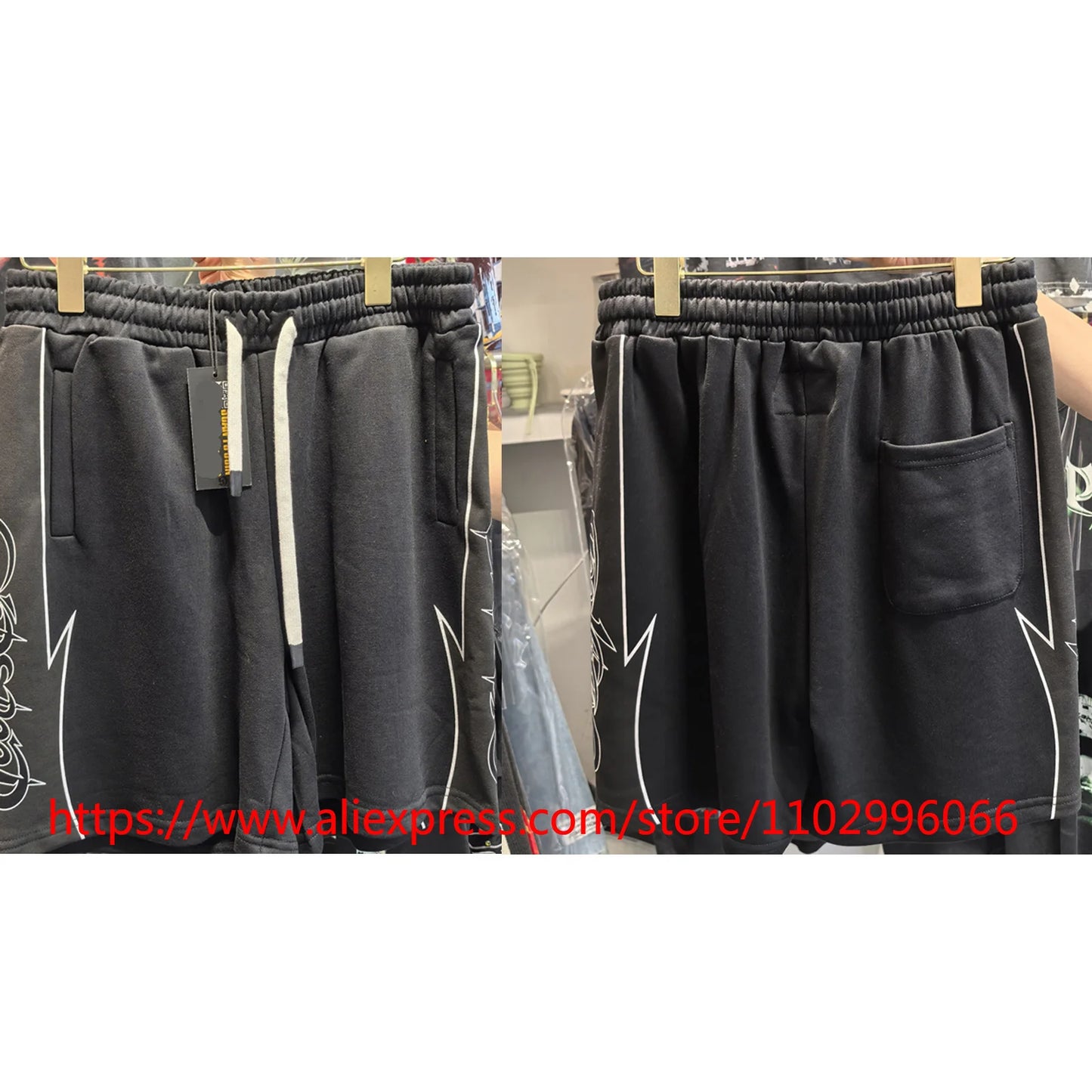 Real Photo Men's High Quality GOD High Street SPEED Shorts Streetwear Elastic Waist Drawstring Casual Sports Pants in Stock